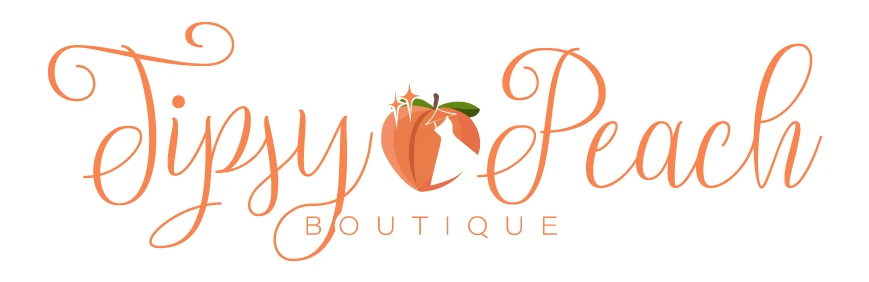 Tipsy Peach Boutique logo in peach on white